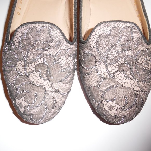 VALENTINO Garavani Caviar Crystal Lace Leather Italy Embellished Loafer Shoes - Picture 2 of 8